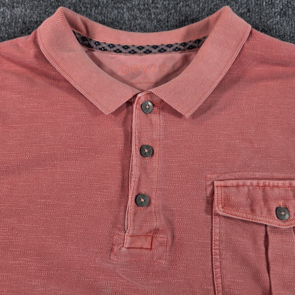Orvis Men's XL Rose Red Heavy Cotton Polo Shirt Fishing Hiking